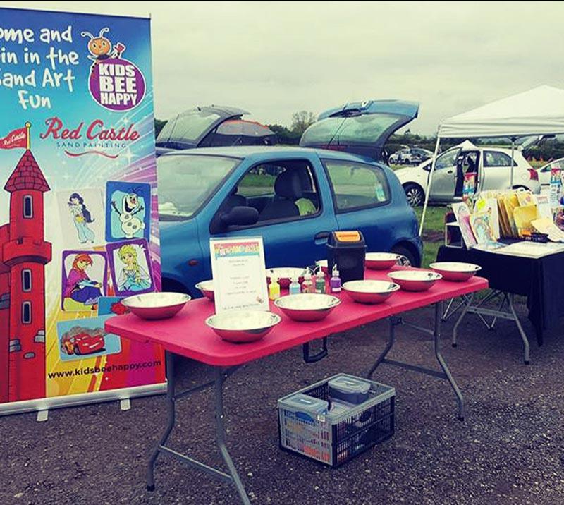 Car boot display set up at Sedgefield Racecourse.